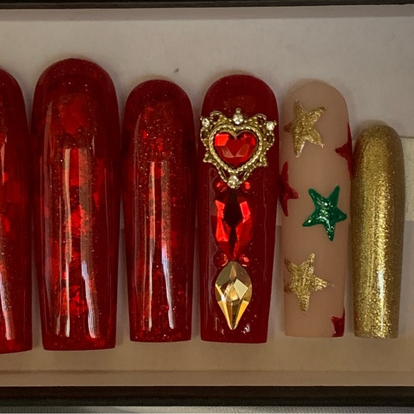 3XL Pop Star Red 3D Bling Nails - Picture 7 of 7